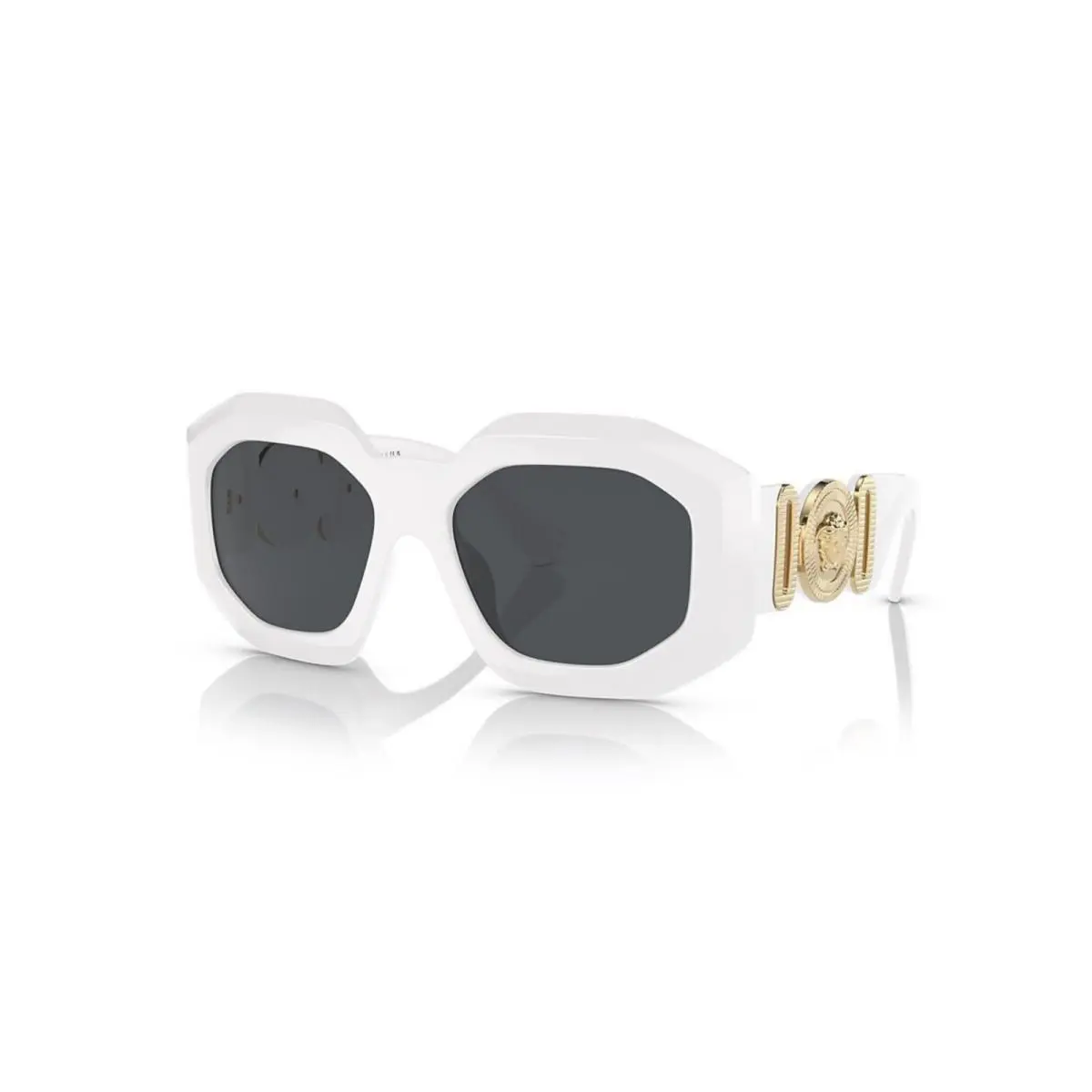 Versace VE4424U 314/87 White Gold Gray Medusa Oversized Women`s Sunglasses - Frame: White, Lens: Dark gray