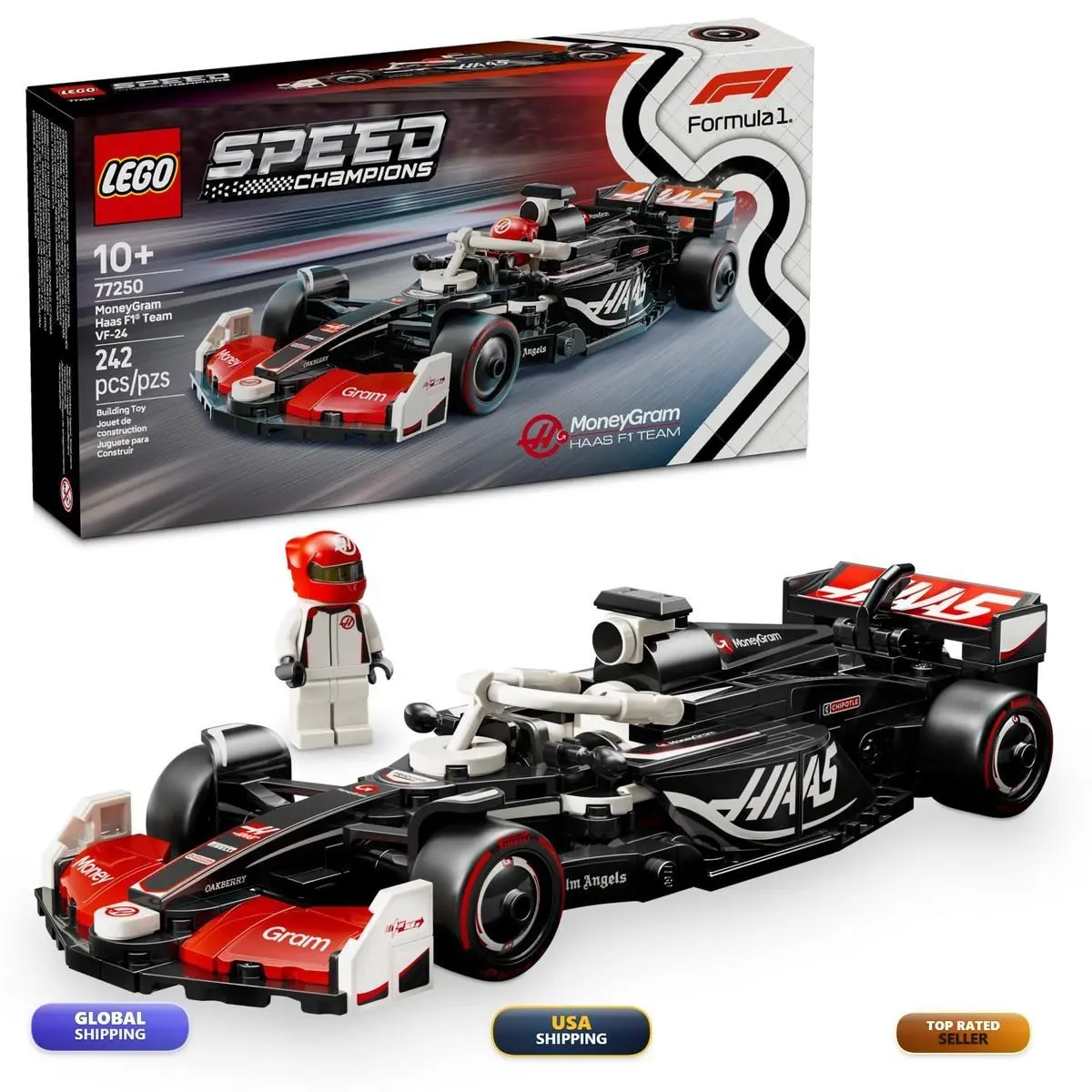 Lego Speed Champions Moneygram Haas F1 Team Vf-24 Race Car Toy - 77250 6527010