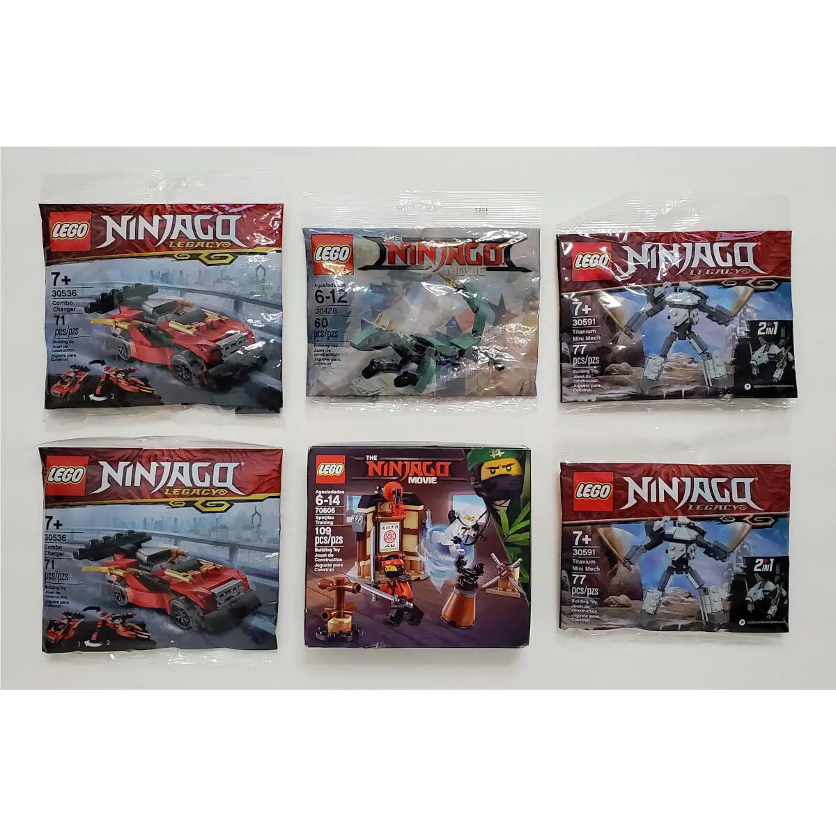 6 Lego Ninjago Themed Building Kits 30428 30536 x2 30591 x2 70606