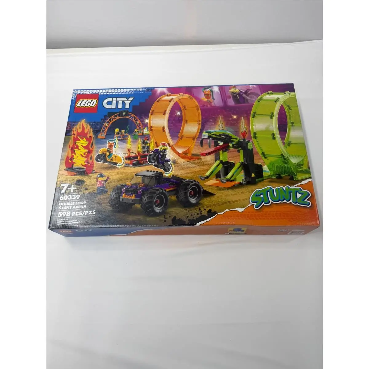 Lego City Stuntz Double Loop Stunt Arena Monster Truck Playset 60339 For Kids 7+