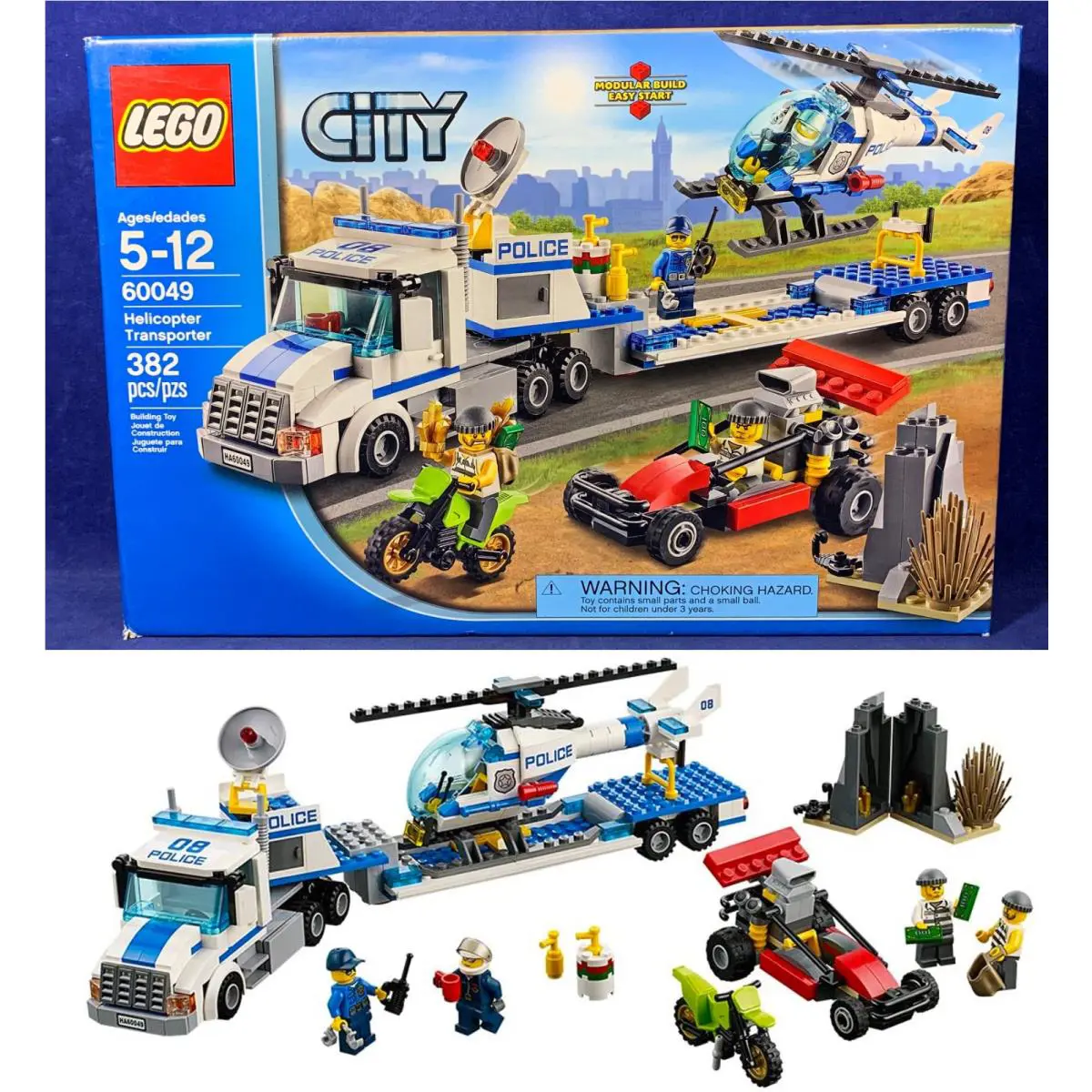Helicopter Transporter Lego 60049 - City Police Truck Race Car Cops Robbers