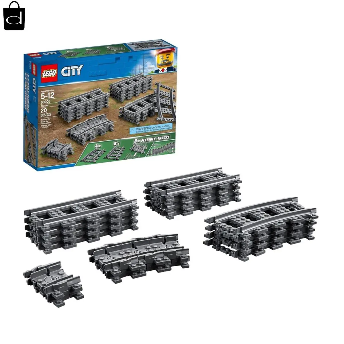 Lego City Tracks - Train Track Expansion Set - Additional 20 Pieces Compatible