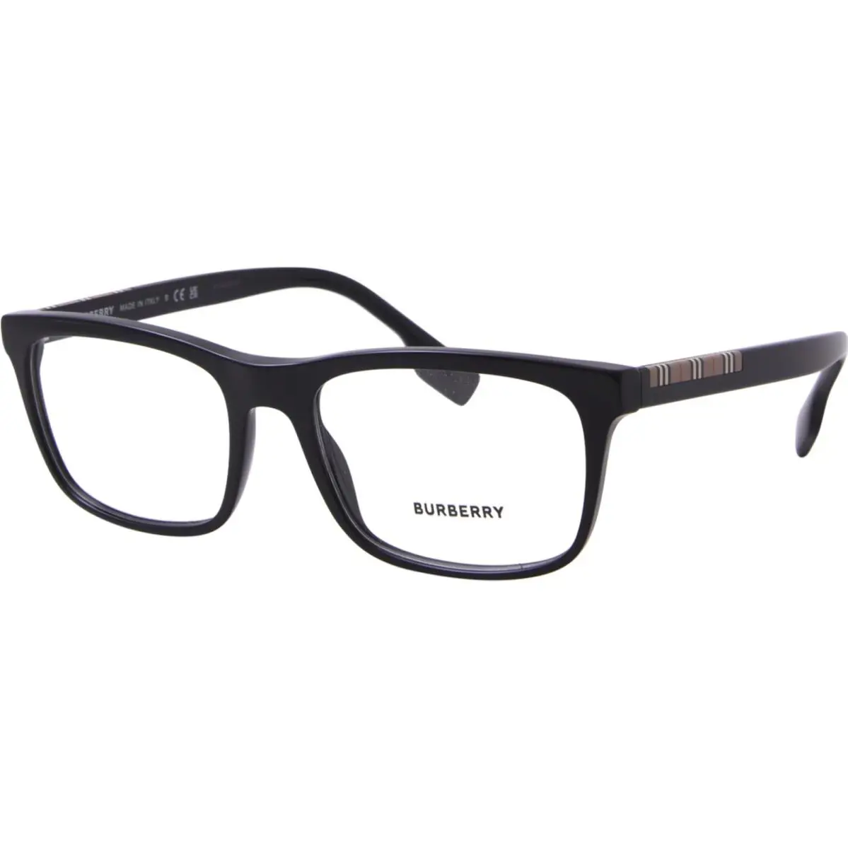 Burberry Elm BE2334 3001 Eyeglasses Men`s Black Full Rim Rectangle Shape 55mm