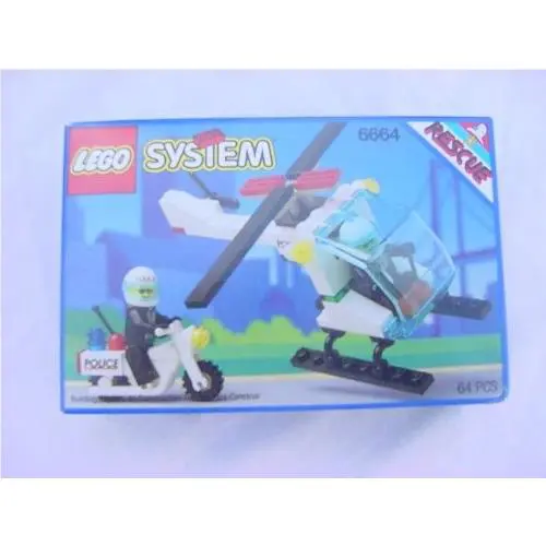 1993 Lego Town 6664 Chopper Cops Nisb Retired Vintage 64 Pieces