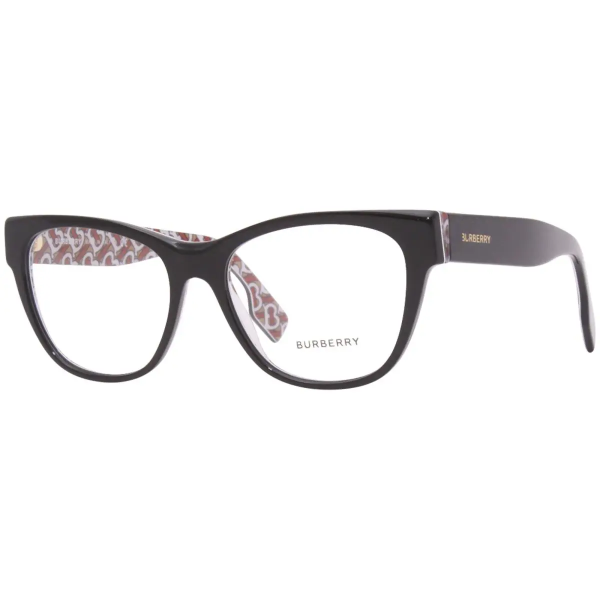 B2301 3822 Eyeglasses Frame Women`s Black/print TB Red Full Rim 51mm by Burberry