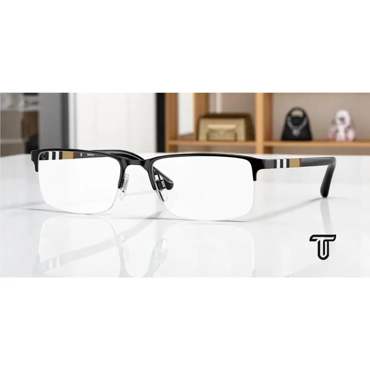 Burberry BE1282 1001 Black Demo Lens 55 mm Men`s Eyeglasses
