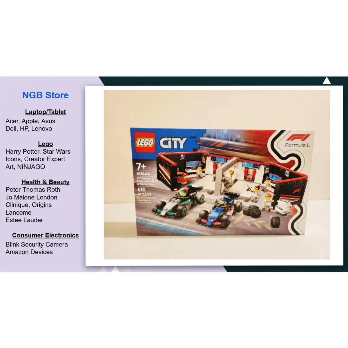 Lego City F1 Garage Mercedes-amg Alpine Cars Toy 60444