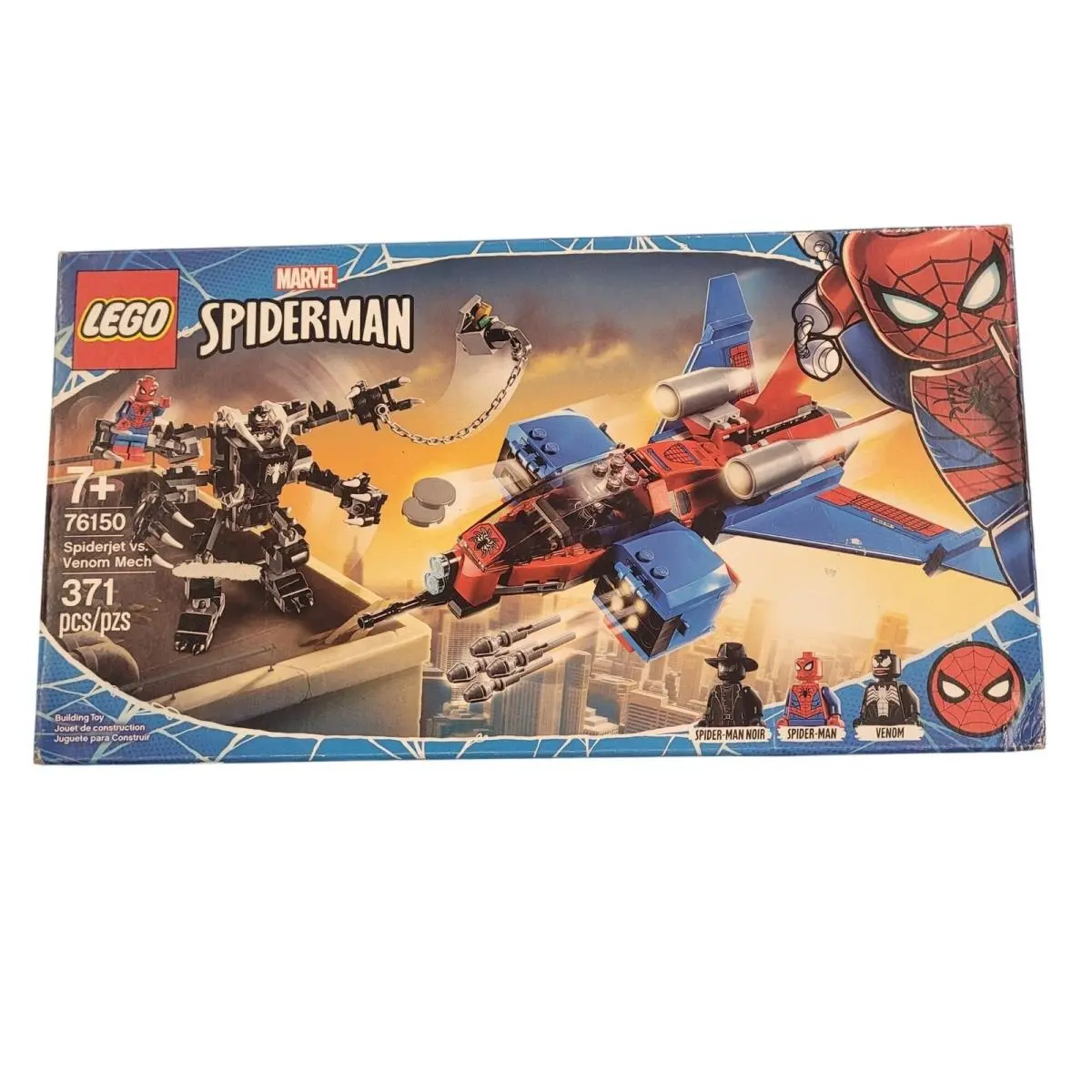 Lego Marvel Spiderjet Vs. Venom Mech 76150. 371Pcs Ages 7+ Light Box Wear