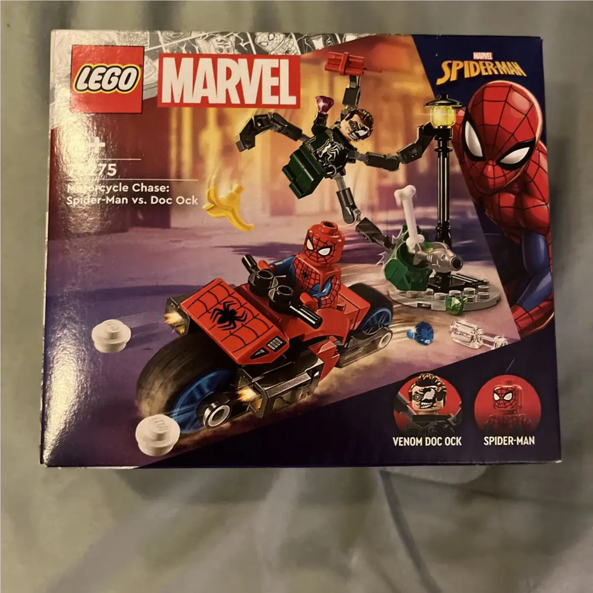 Lego Marvel Motorcycle Chase: Spider-man Vs. Doc Ock 76275 Building Kit 77 Pcs