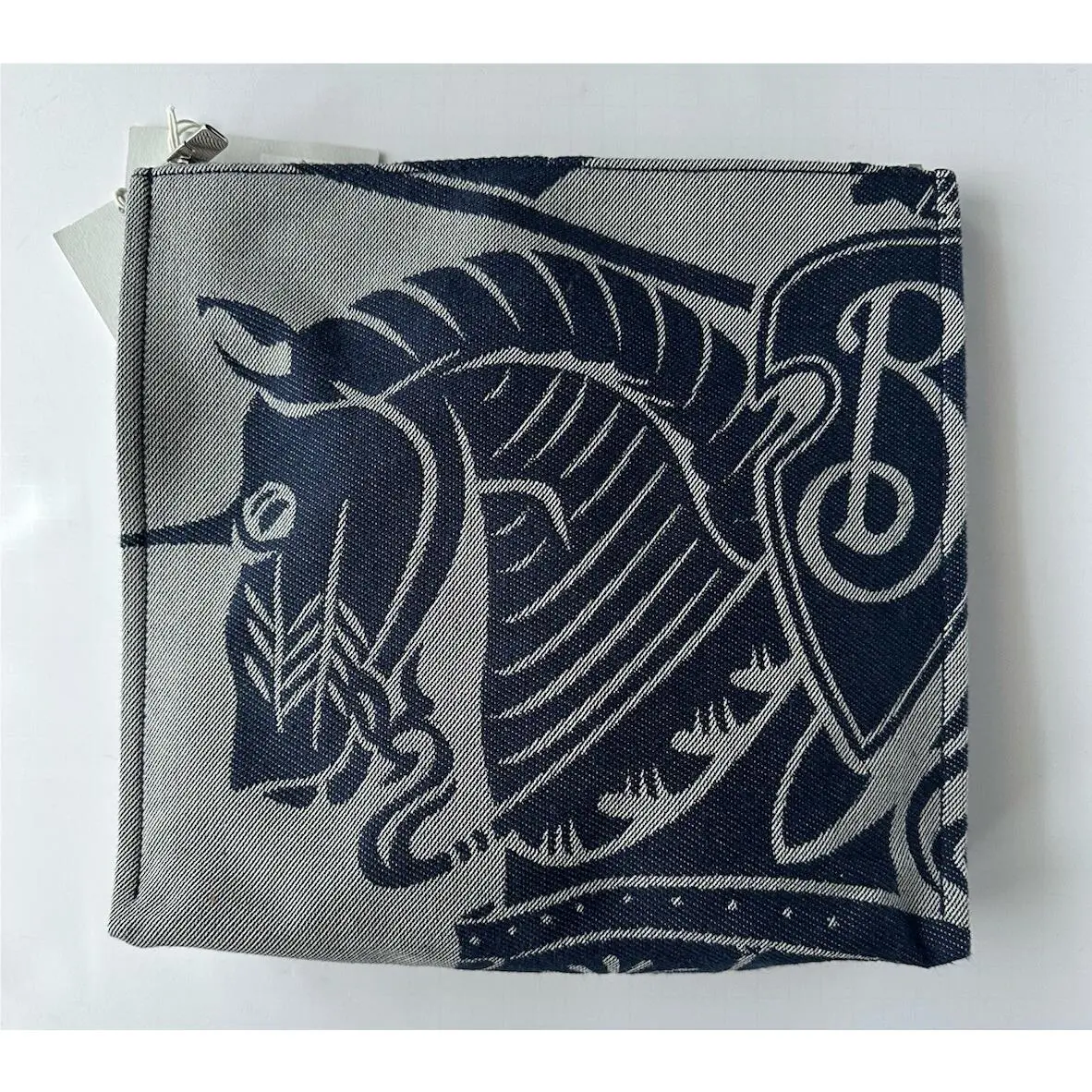 Burberry Knight Logo Canvas Pouch Clutch Gray/blue 80838681 Italy