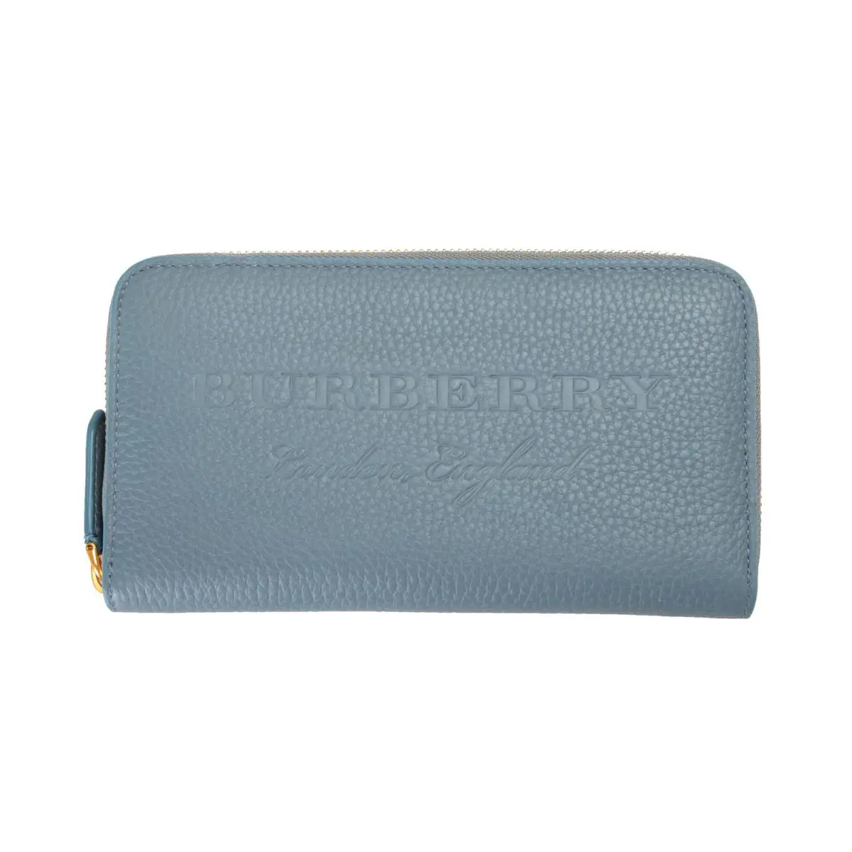 Burberry Women`s Dusty Teal Blue Textured Leather Wallet