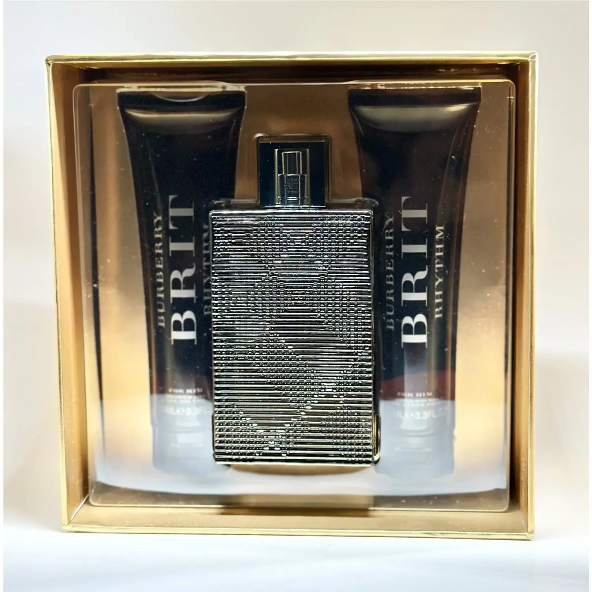 Brit Rhythm by Burberry For Menset-edt Spray 3 oz + Asb 3.3oz + SG 3.3oz
