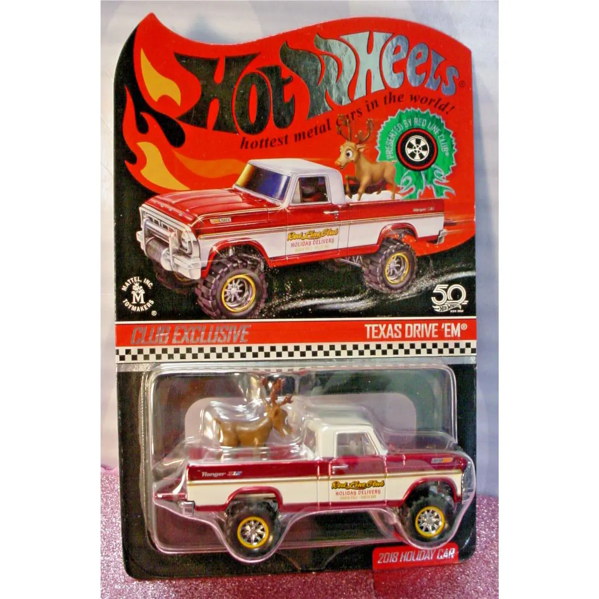 Rlc Hot Wheels Holiday Exclusive Texas Drive `em∞red Rudolph Hologram You Pick