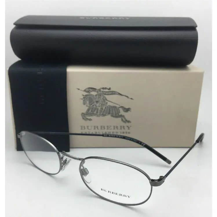 Burberry Eyeglasses B 1273 1008 52-19 Gunmetal Plaid Classic Oval Frames
