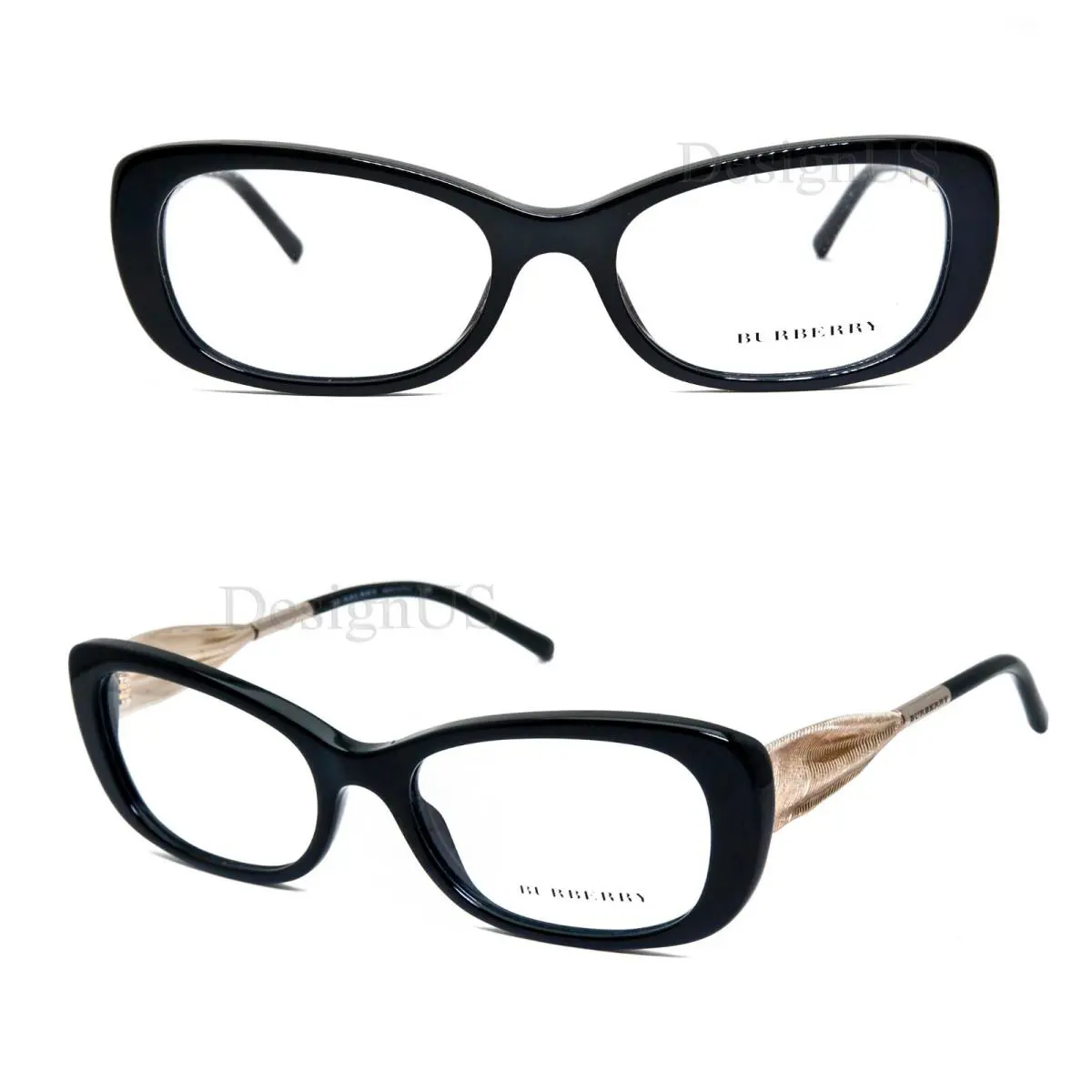 Burberry B 2203 3001 Black Gold Size 52/17/135 Eyeglasses Made in Italy