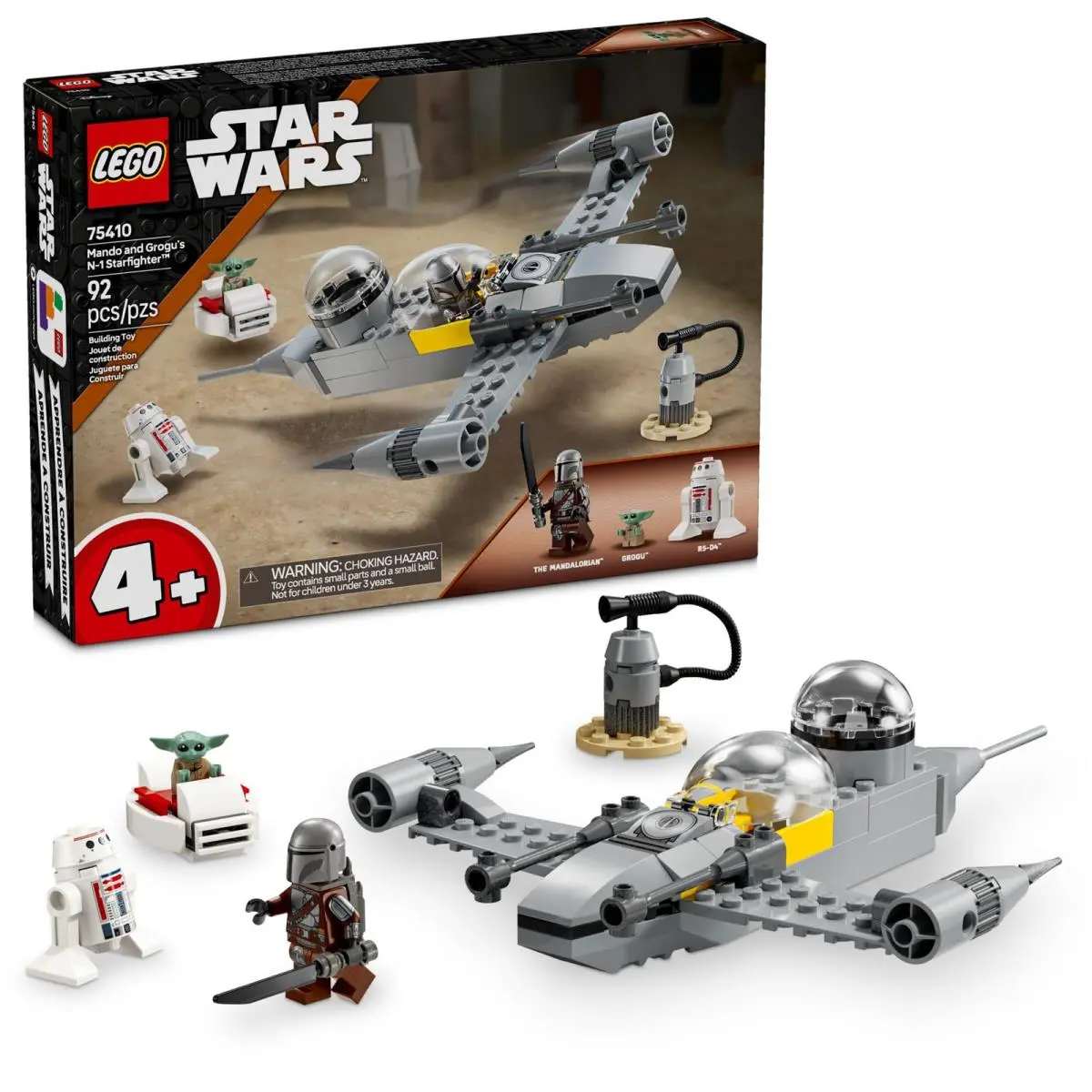 Kids Star Wars Lego Set - Mando and Grogu N 1 Starfighter Ages 4+