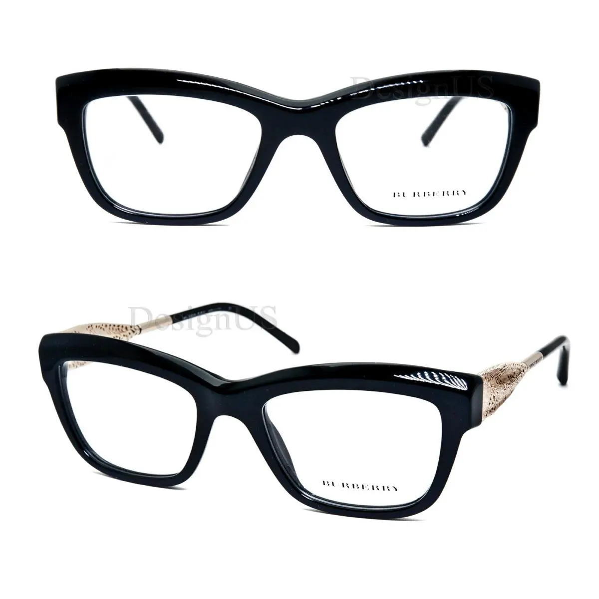 Burberry B 2211 3001 Black Gold Size 51/19/140 Eyeglasses Made in Italy