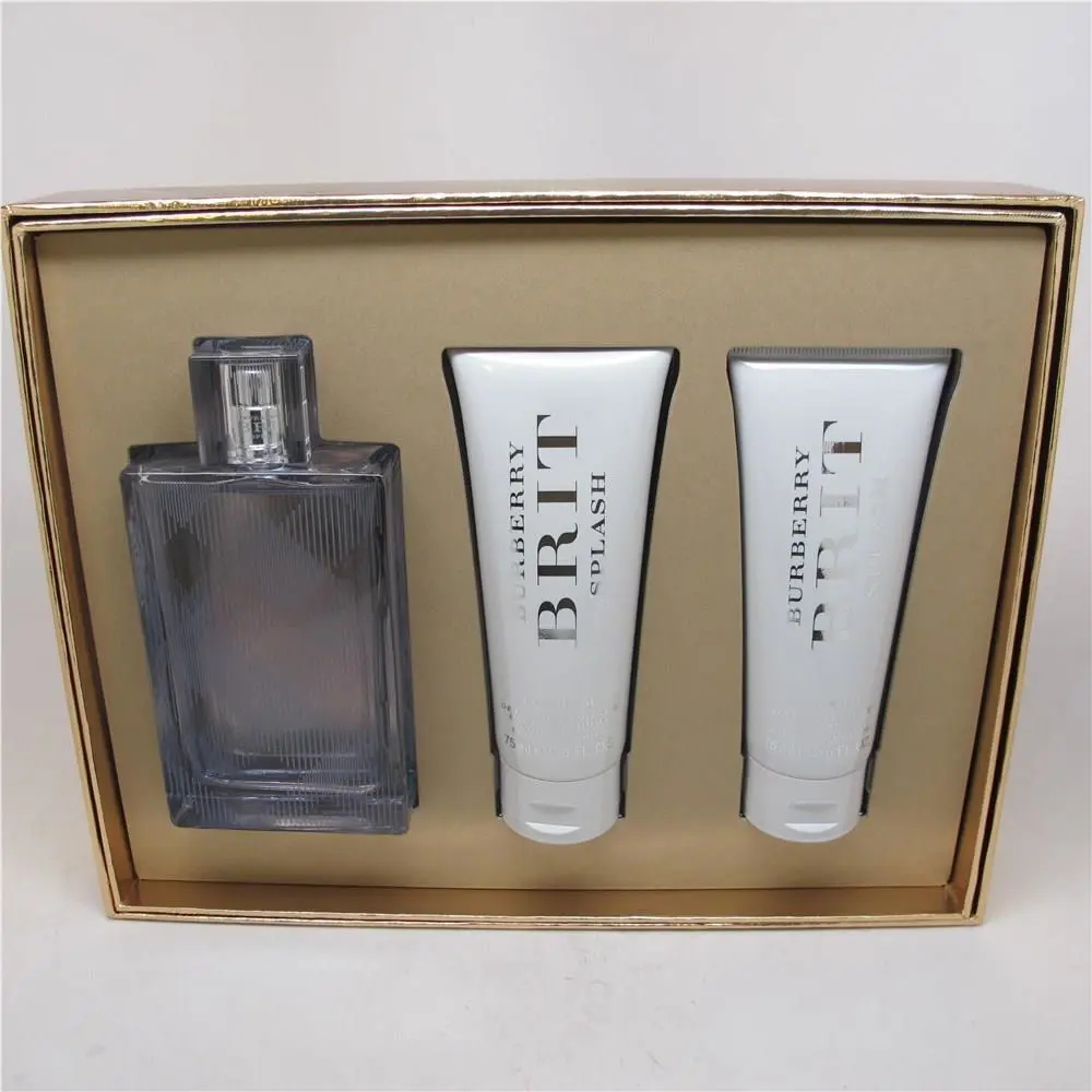 Brit Splash For Men by Burberry 3 Pc Set:3.3 oz Edt Spray Face Lotion Gel