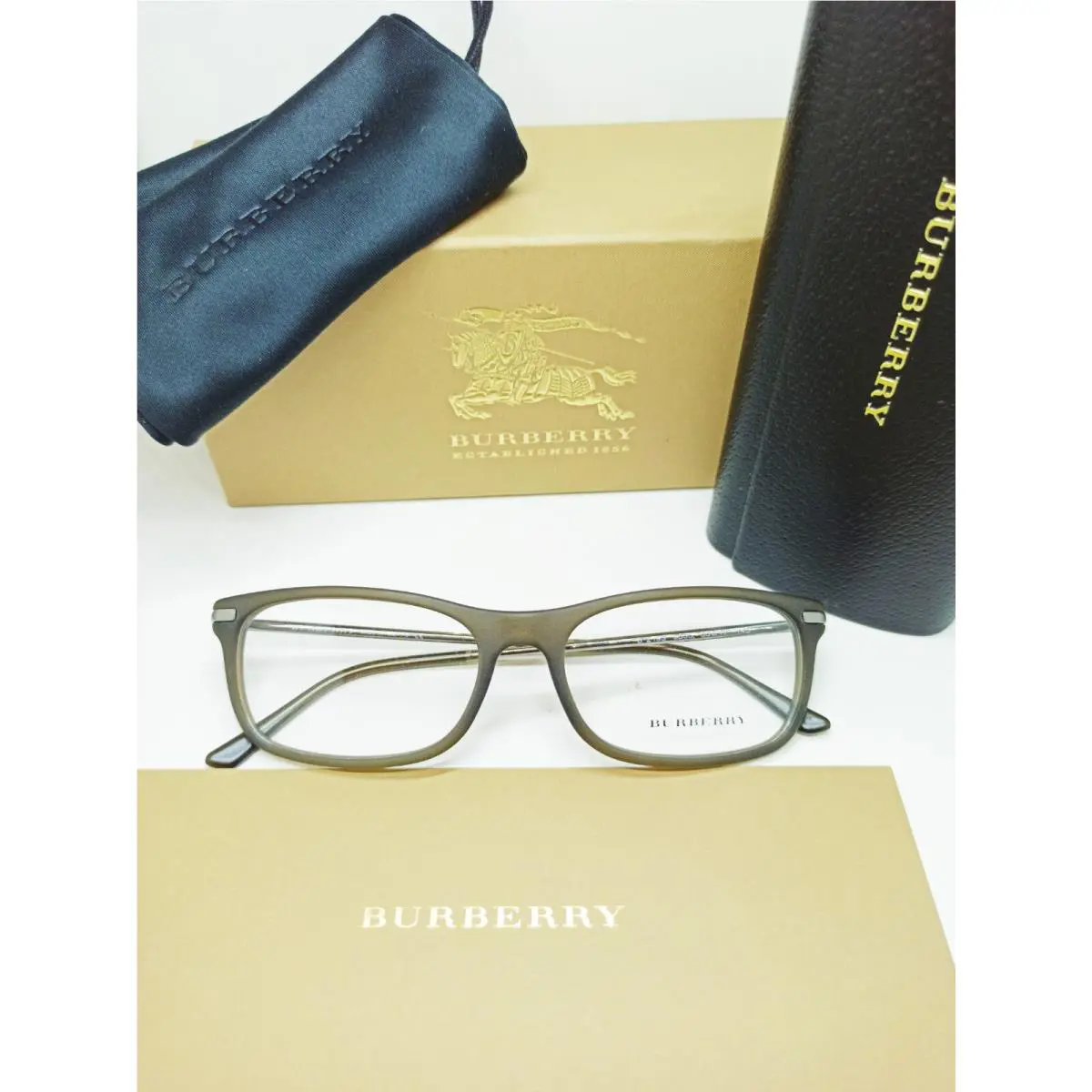 Burberry RX Eyeglasses BE B 2195 3535 55mm Matte Gray Frame RX Demo Italy