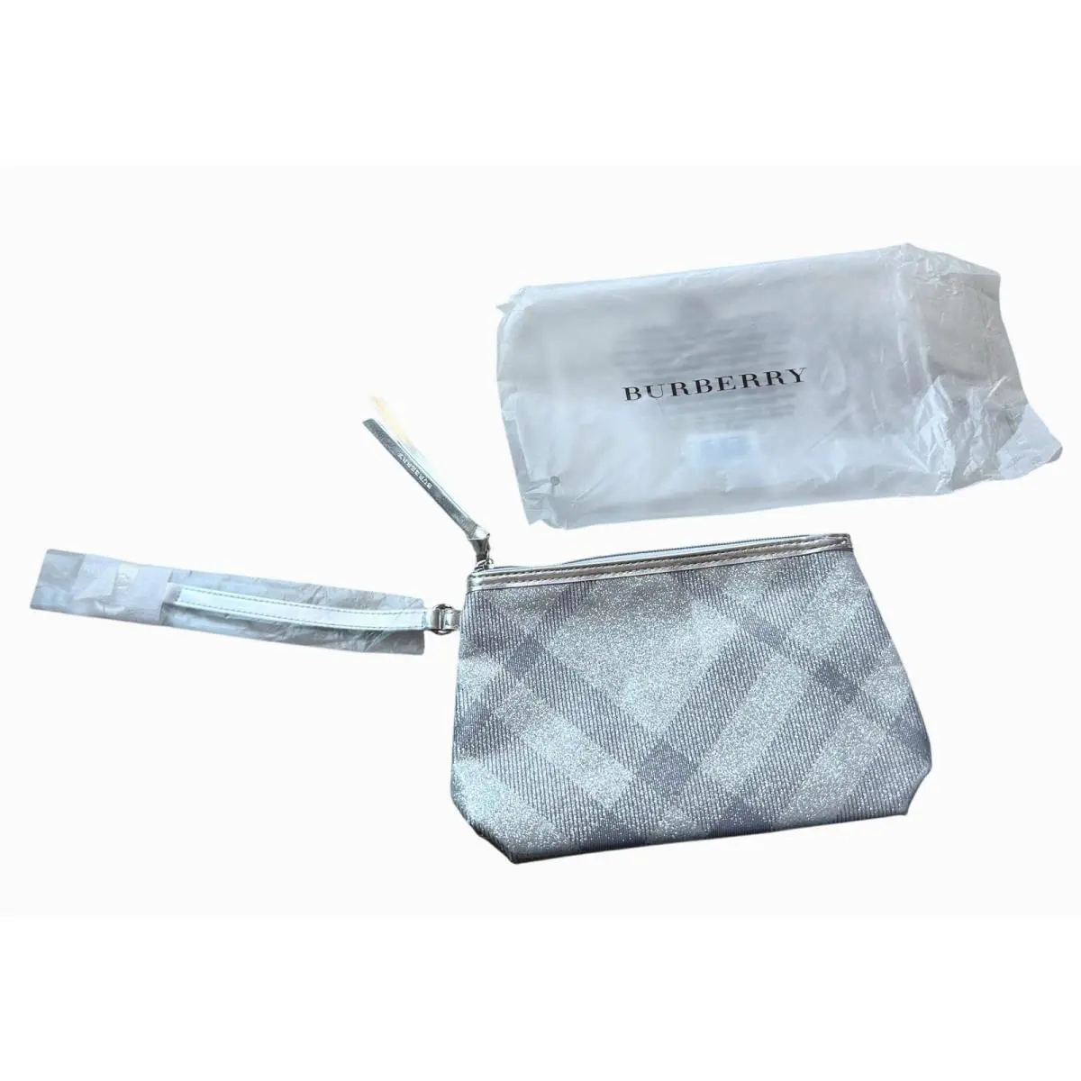 Burberry Beauty Vip Gray and White Check Cosmetic Pouch with Package