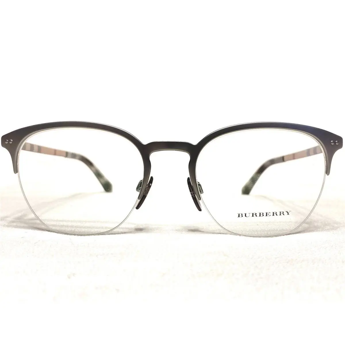 Burberry B1327 1273 Mens Gunmetal Round Half Rim Eyeglasses Frames 53/20 145