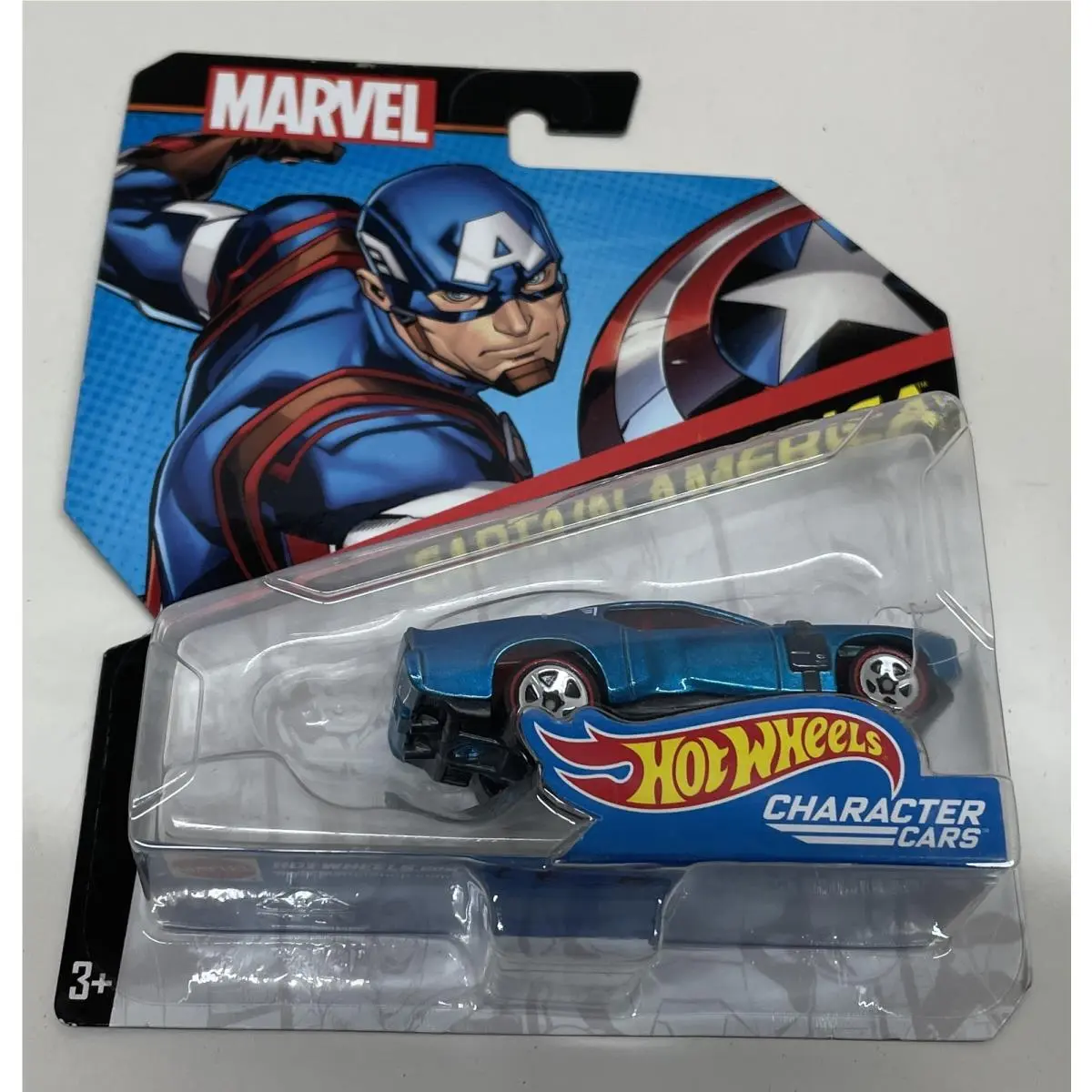 Mattel Hot Wheels Character Cars Marvel Captain America Toy Car 2016 New/sealed - Blue