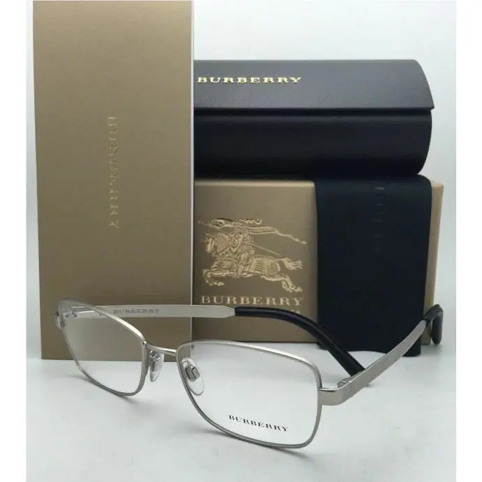 Burberry Eyeglasses B 1259-Q 1159 54-16 Matte Silver Frame w/ Black Leather
