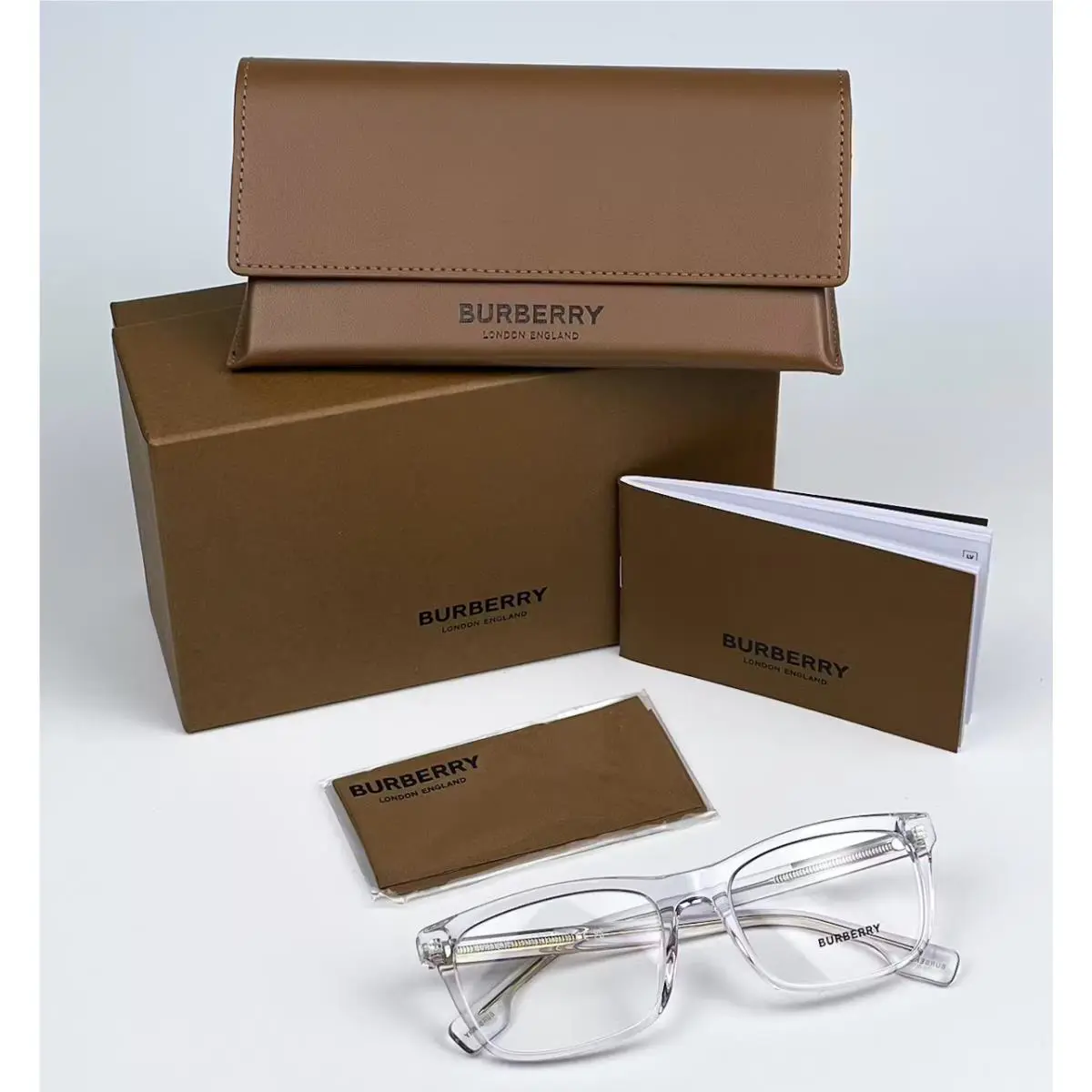 Burberry Eyeglasses B 2334 3024 55-18 145 Crystal Frames Plaid Design Hinges