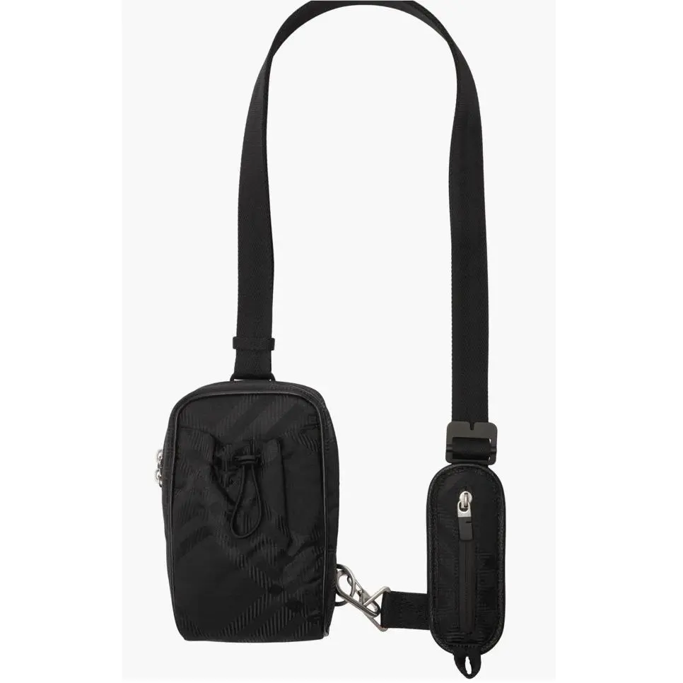 Burberry Check Black Nylon Jacquard Phone Bag