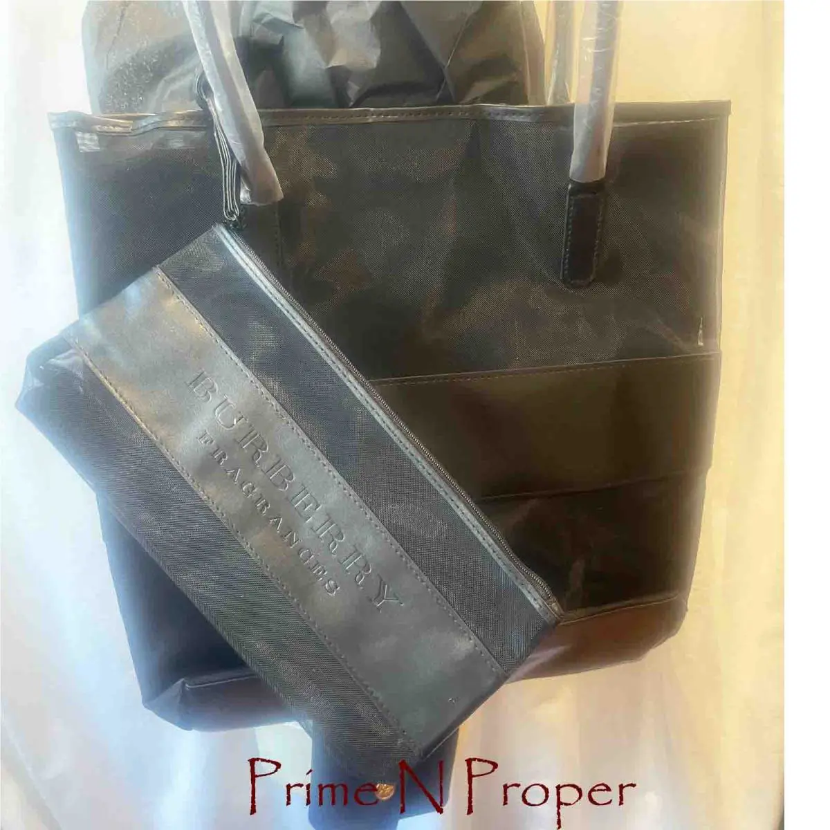 Burberry Fragrances Midium Size Black Mesh Tote Bag with Detachable Make up Bag