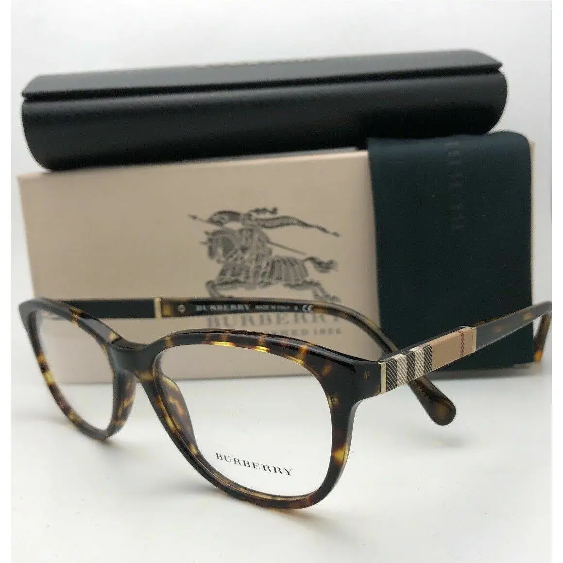 Burberry Eyeglasses B 2172 3002 52-16 Tortoise Gold Frame W/burberry Plaid