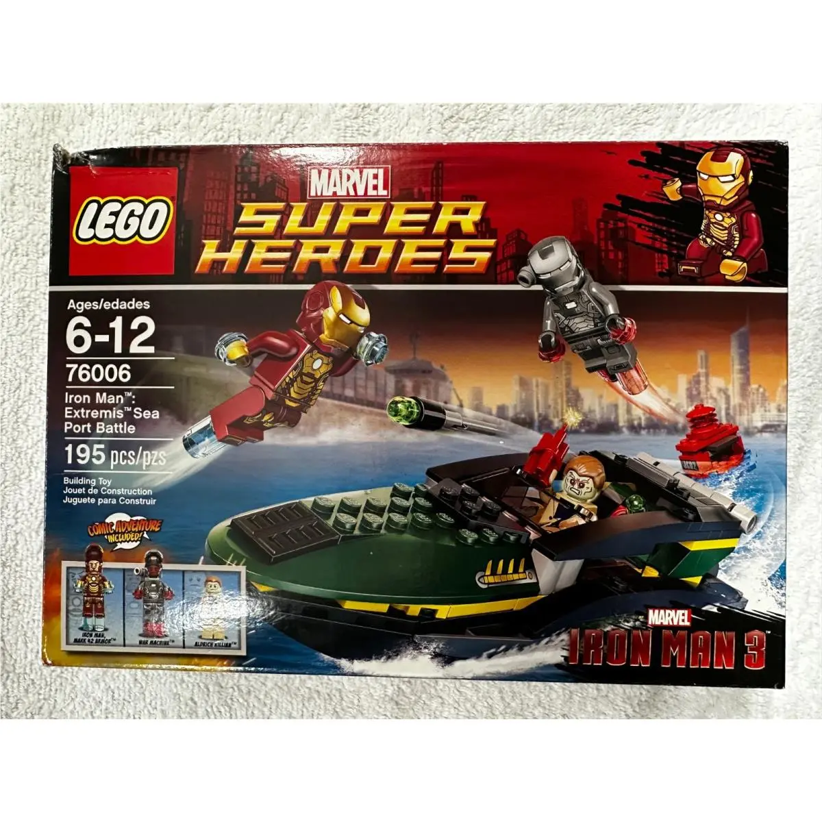 Lego Marvel Iron Man Extremis Sea Port Battle 76006 Damage Box