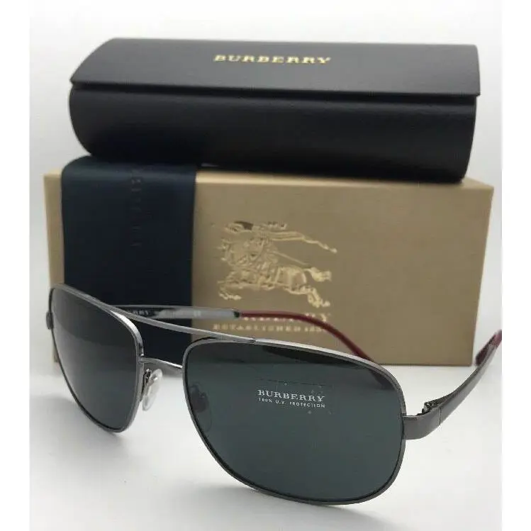 Burberry Sunglasses B 3064 1008/87 60-17 135 Gunmetal Aviator w/ Grey Lenses