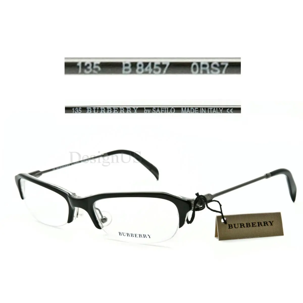 Burberry B 8457 0RS7 Half-rimless 53/18/135 Eyeglasses Made in Italy