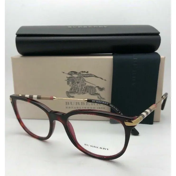 Burberry Eyeglasses B 2255-Q 3657 51-18 140 Burgundy Tortoise W/plaid Design