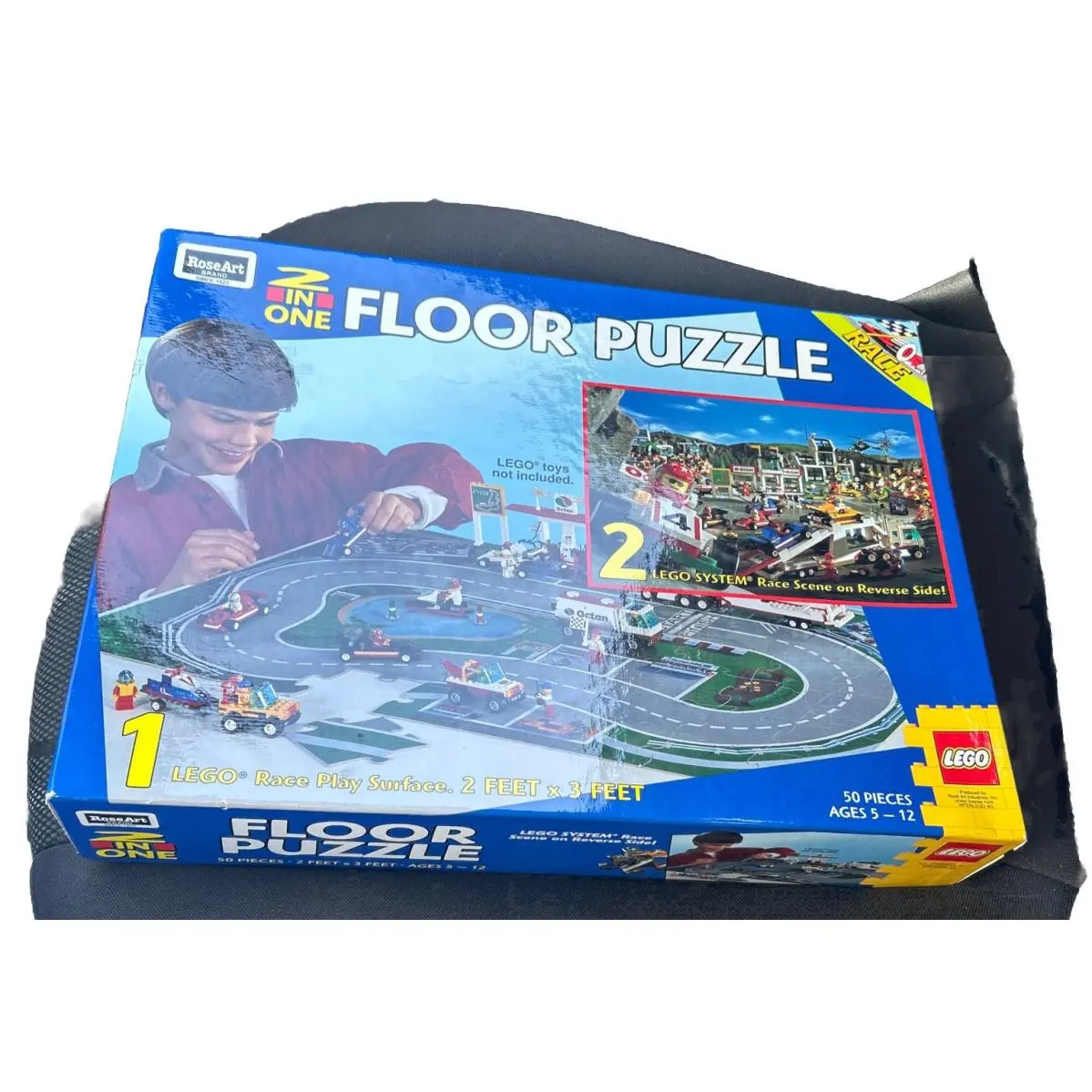 Vintage Lego Rose Art 08099 System 2 IN 1 Floor Puzzle Racing Set From 1996