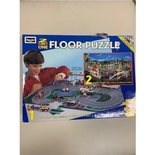 Vintage Lego Rose Art 08099 System 2 IN 1 Floor Puzzle Racing Set From 1996