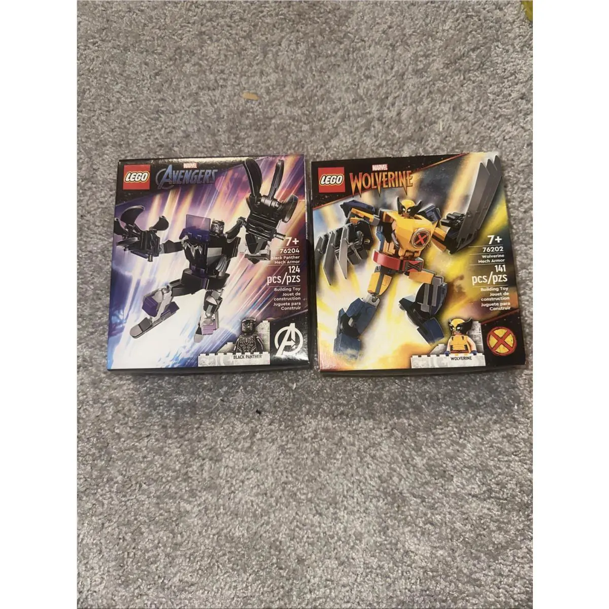 Lego 76202 Marvel Wolverine Mech Armor and 76204 Black Panther Mech Armor