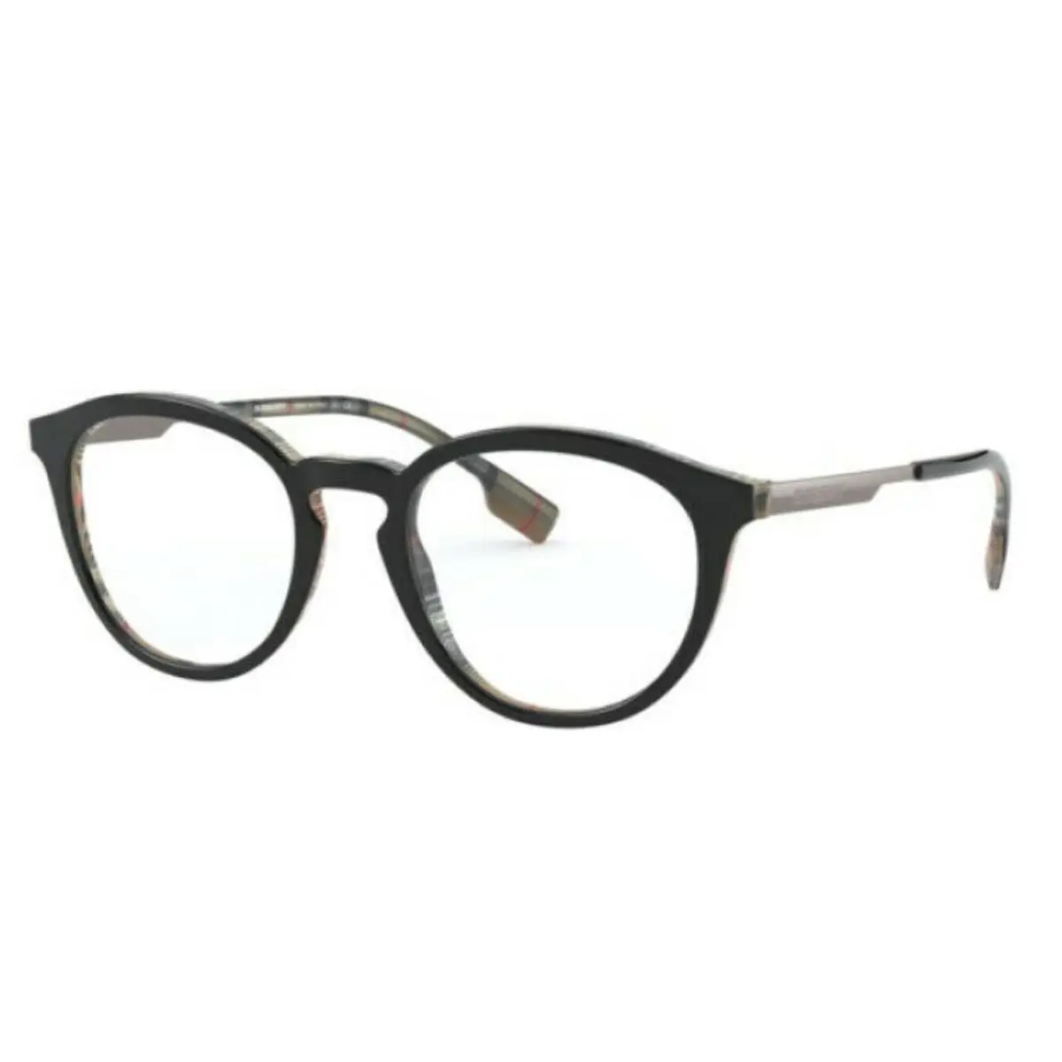 Burberry Eyeglasses B 2321 3838 51-20 Black Silver Frames with Plaid Design