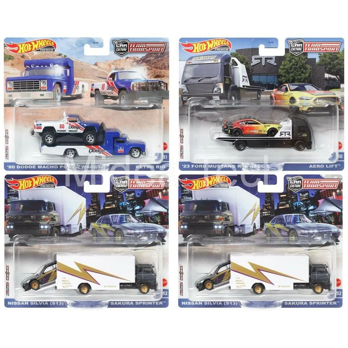 Hot Wheels 2023 Car Culture Team Transport Case T Set of 4 1/64 Cars FLF56-956T