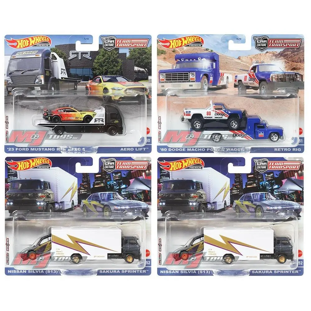 Hot Wheels 1:64 Team Transport 2023 FLF56-956T Set of 4 Dodge Ford Nissan Model