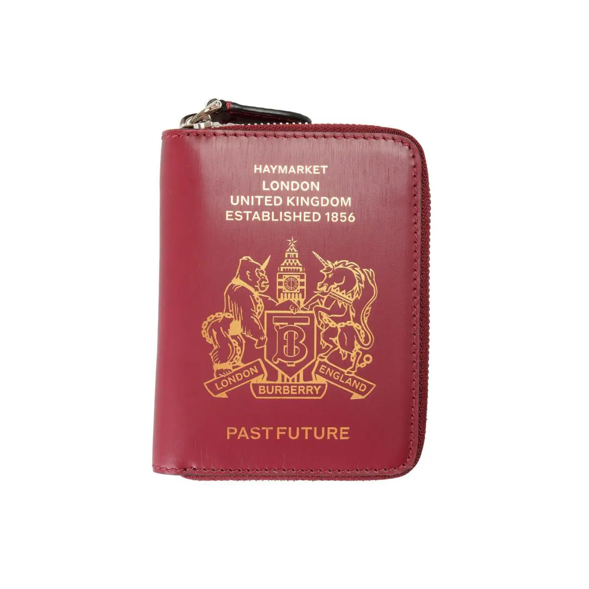 Burberry Unisex Passport Burgundy Leather Zip Around Wallet