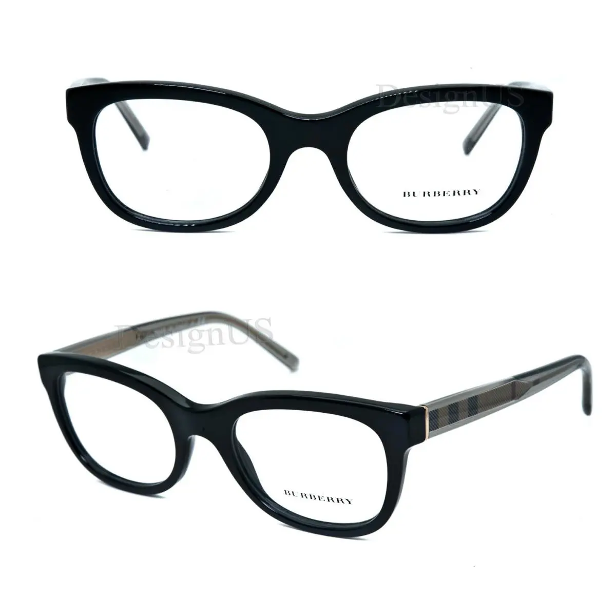 Burberry B 2213 3001 Black Clear Size 51/20/140 Eyeglasses Made in Italy