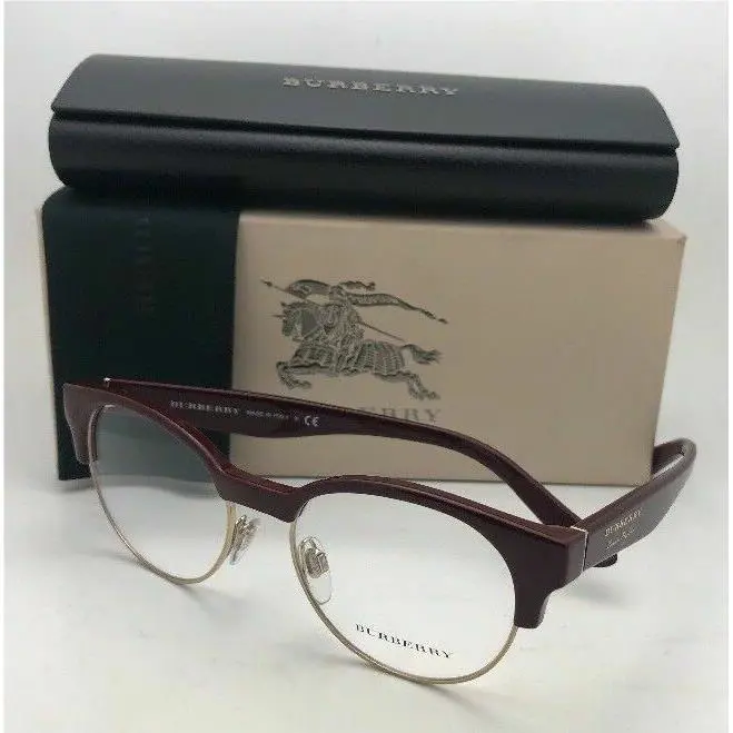 Burberry Eyeglasses B 2261 3687 50-17 140 Burgundy Gold Frame