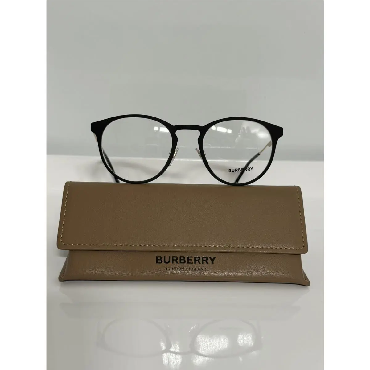 Burberry 1360 2577 Satin Black Gold Round Metal Unisex Eyeglasses 51mm