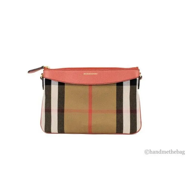 Burberry Peyton House Check Derby Leather Pouch Crossbody Bag