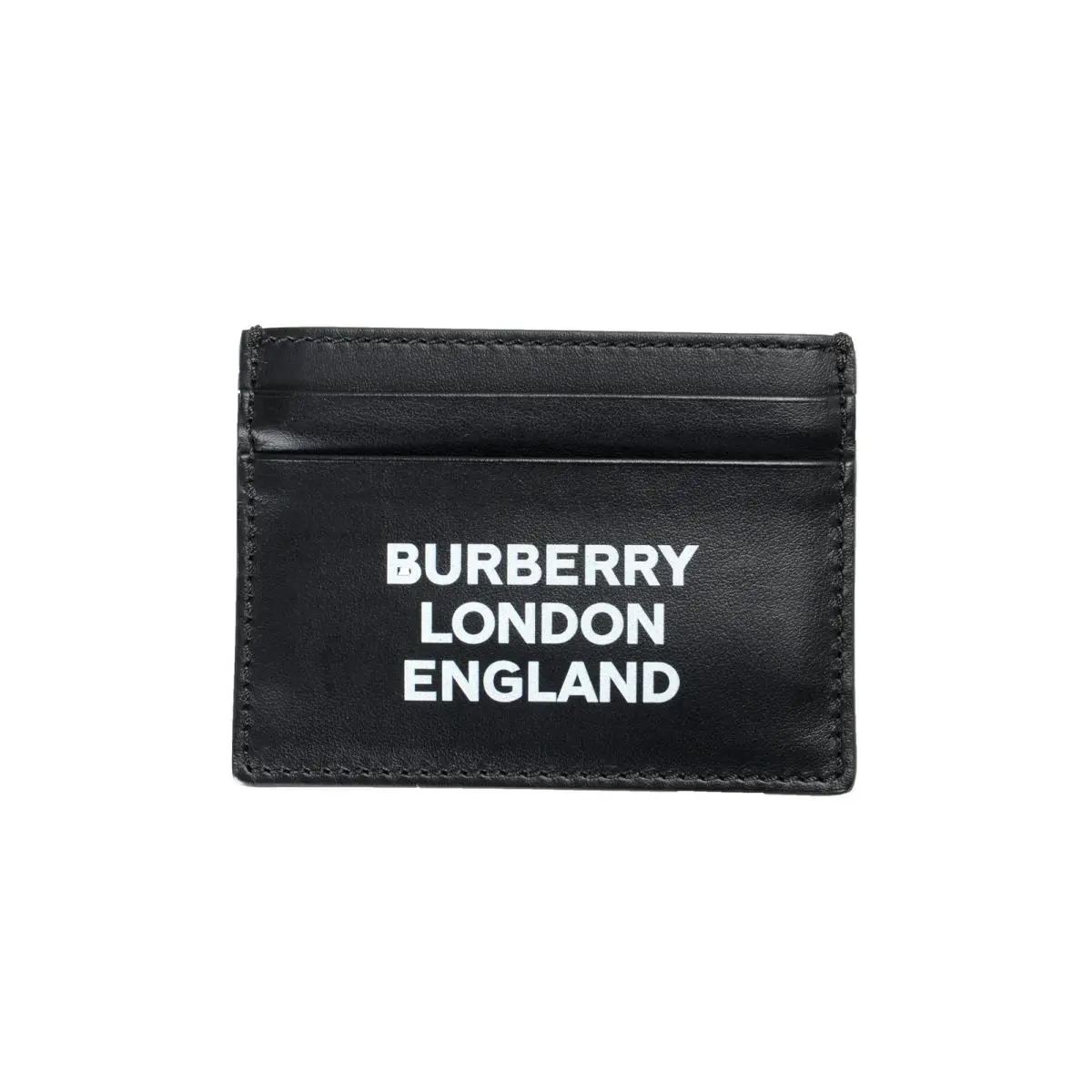 Burberry Unisex Black Leather Logo Print Credit Card Case