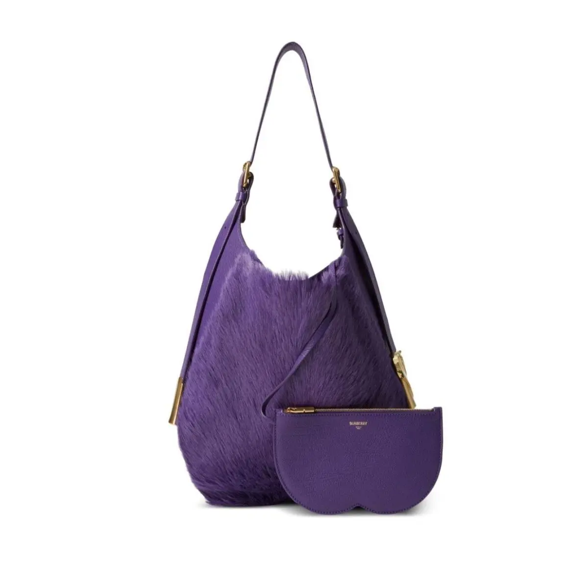 Auth. Burberry Women`s Purple Cheess Medium Leather Travel Shoulder Tote Bag
