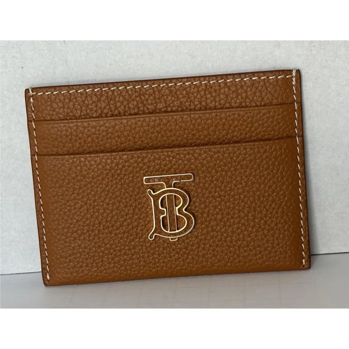 Burberry Warm Russet Brown TB Leather Card Case 80623791 Made in Italy
