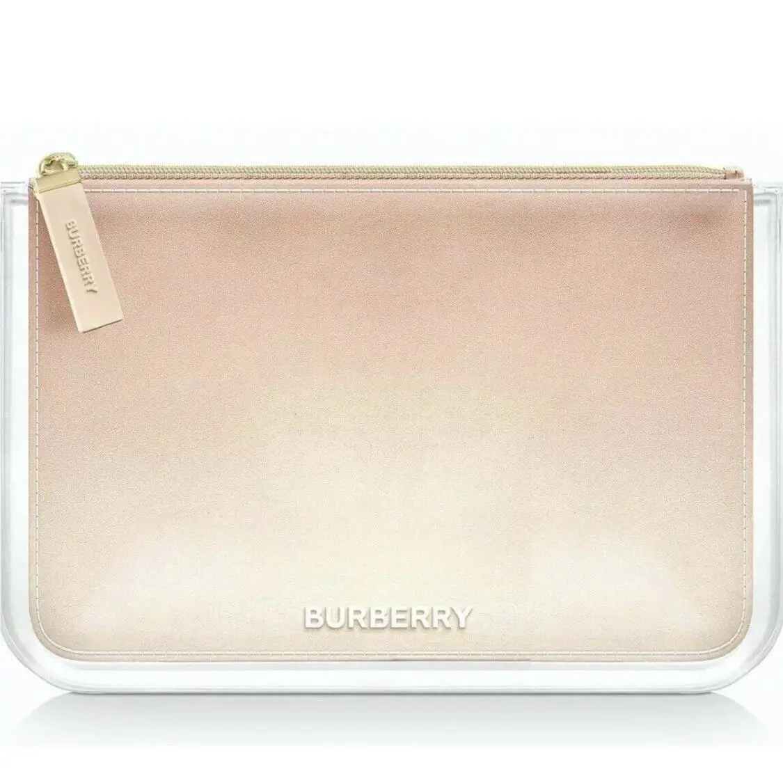 Burberry Pouch Bag Ombre Makeup Bag Toiletry Cosmetic Case Clear Peach